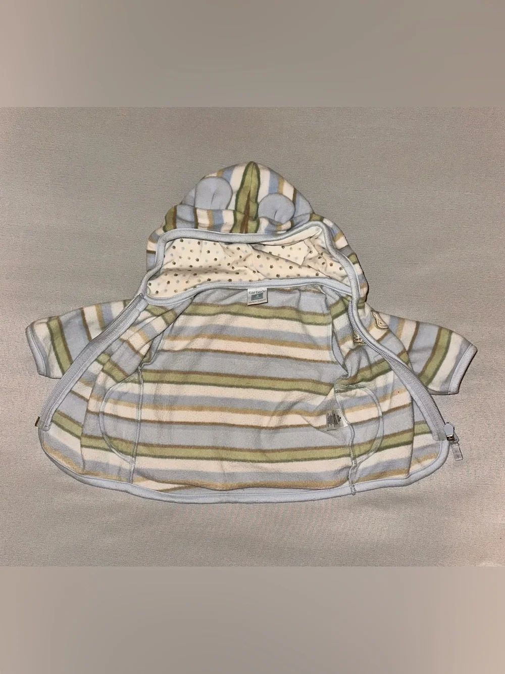 Carter's Striped Hooded Baby Jacket in Blue, Green & Cream